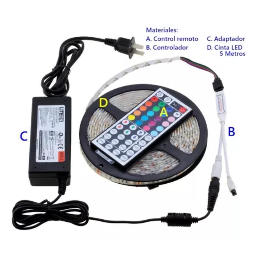 Miniatura 3 de Cinta Led Rgb 5Mts - Control 44Botones